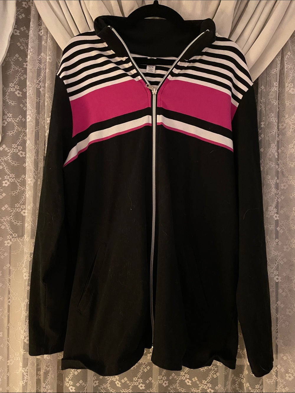 ❤️5 for $20❤️Avenue Black and Pink Striped Zip-Up Jacket